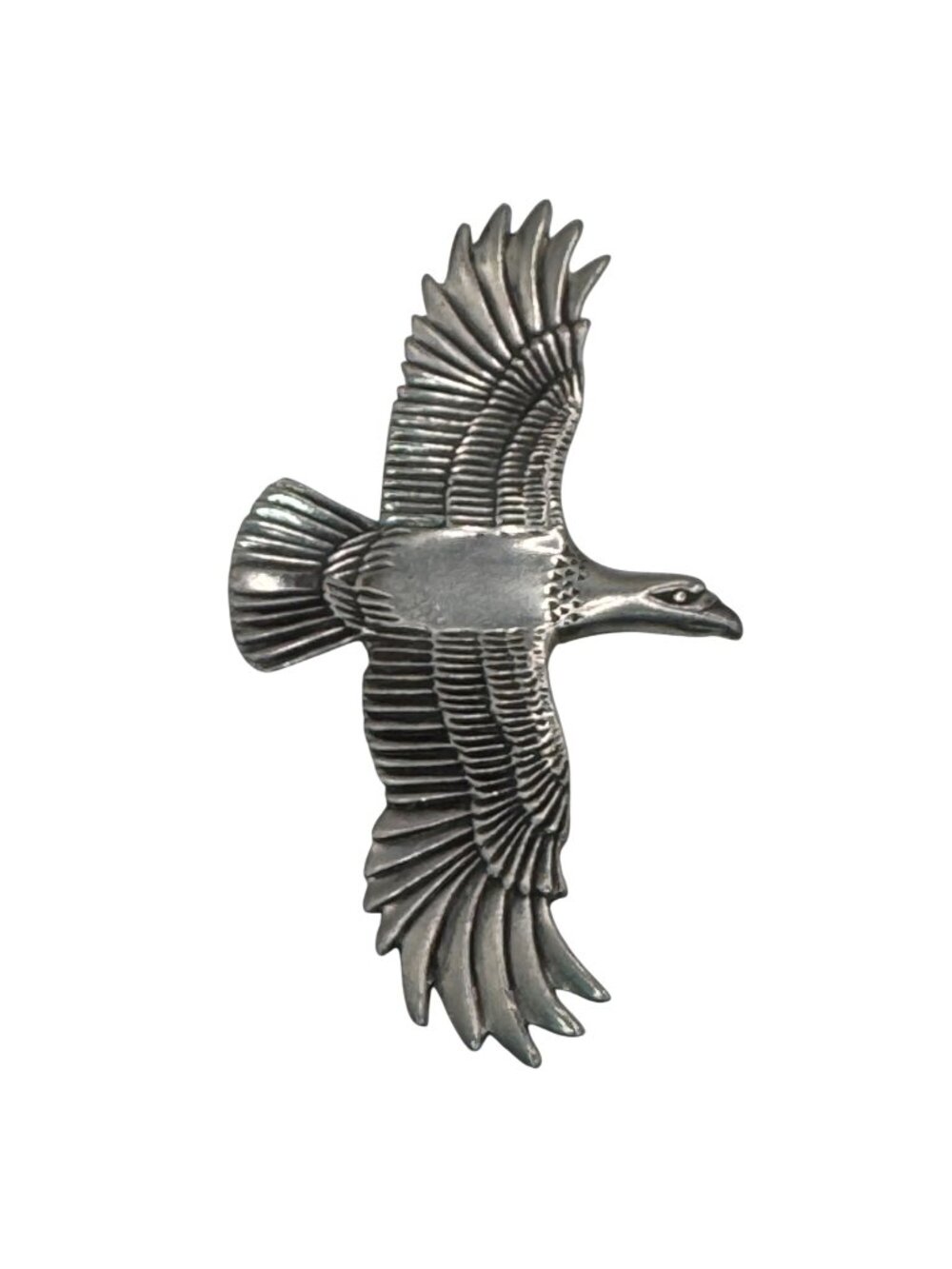 Vintage Pewter Flying Eagle Pendant Signed Arch Avary Jr. 1977 Handmade 2" Long